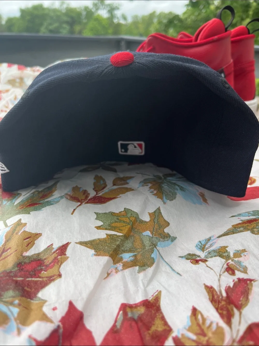 New Era Black Crown Red Brim Atlanta A Fitted Hat